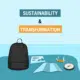 Das Bild stellt den E-Learning-Kurs Sustainability and Transformation der transform academy dar. Die Symbole – Rucksack, Karte, Kompass und Messer – stehen für die Werkzeuge, die Teilnehmende erhalten, um die Grundlagen der Nachhaltigkeitstransformation zu erlernen und Orientierung auf ihrem Weg zur nachhaltigen Unternehmensführung zu finden. Der Kurs vermittelt praxisnahe Strategien und Wissen in kompakten Lerneinheiten für einen erfolgreichen Einstieg